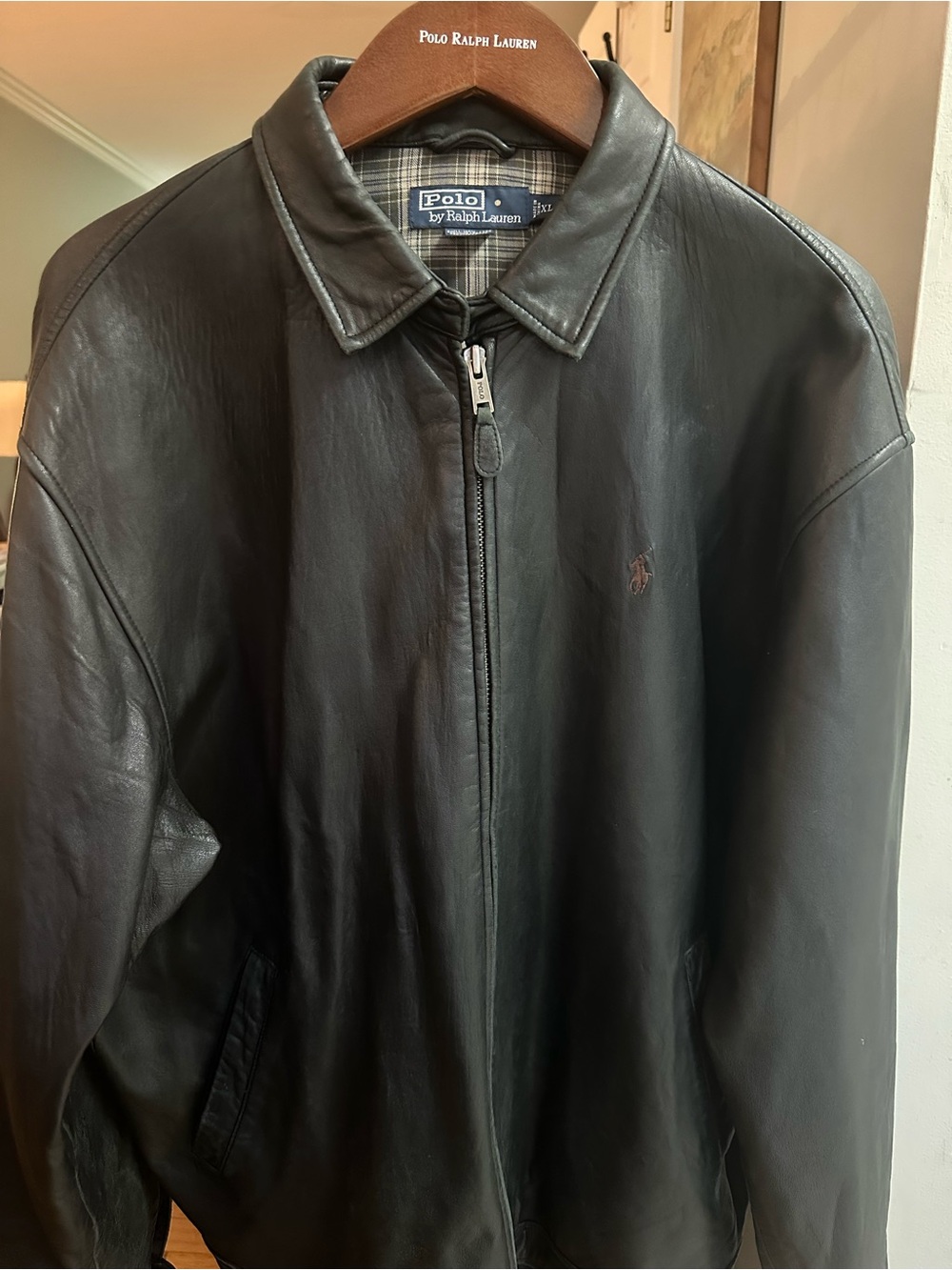 Polo by Ralph Lauren Black Leather Bomber Jacket